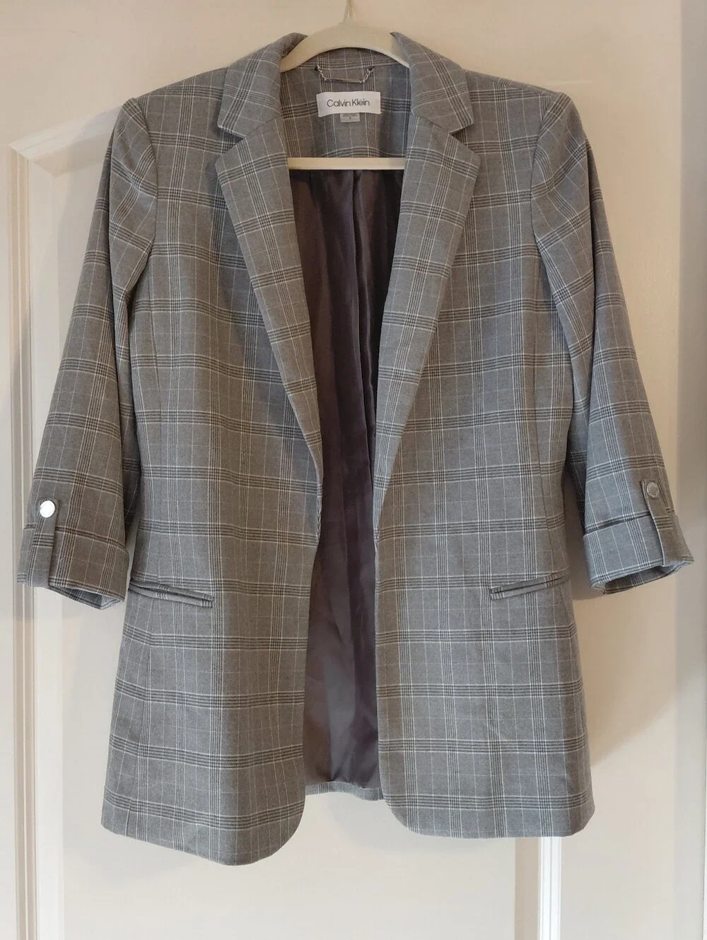 Calvin Klein Gray Plaid Blazer